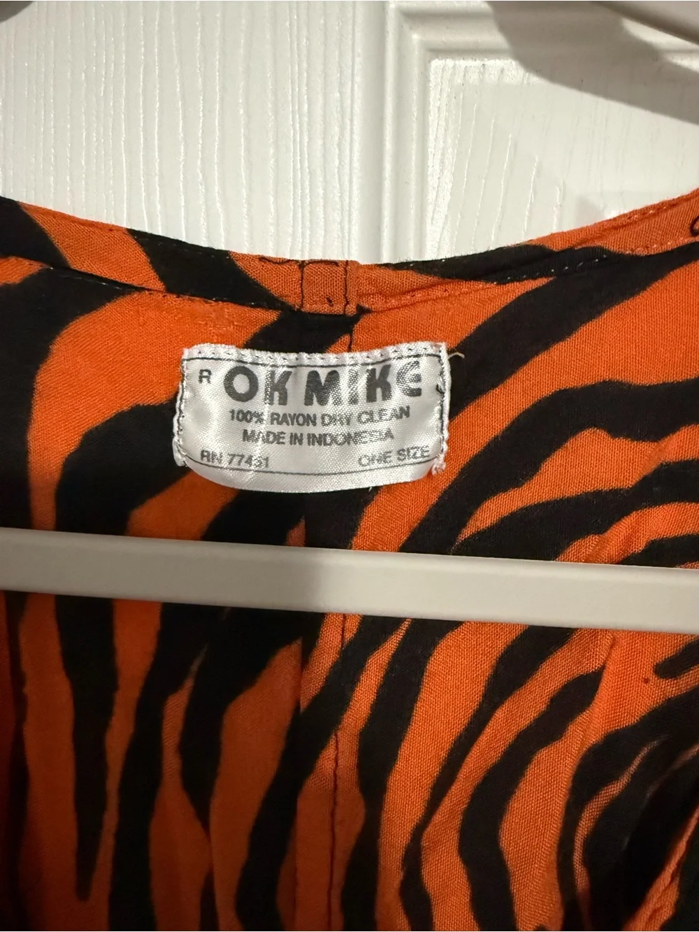 Vintage 90’s OK MIKE Orange/Black Zebra Animal Print 100% Rayon Dress